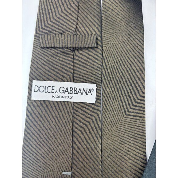 LOT OF 2 Dolce & Gabbana Made in Italy Men's Silk Ties Green Abstract & Stripes - Picture 7 of 8